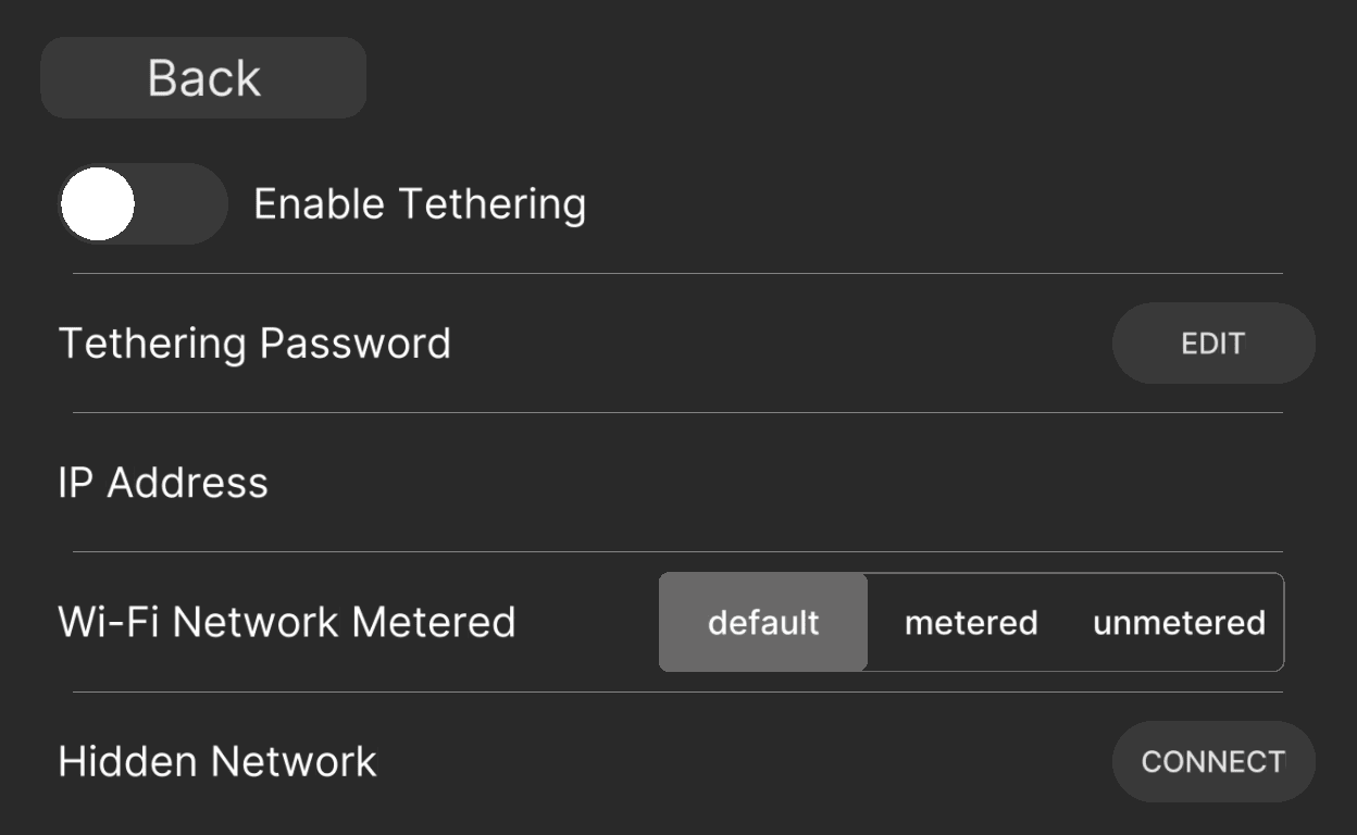 The Network settings panel on comma 3X